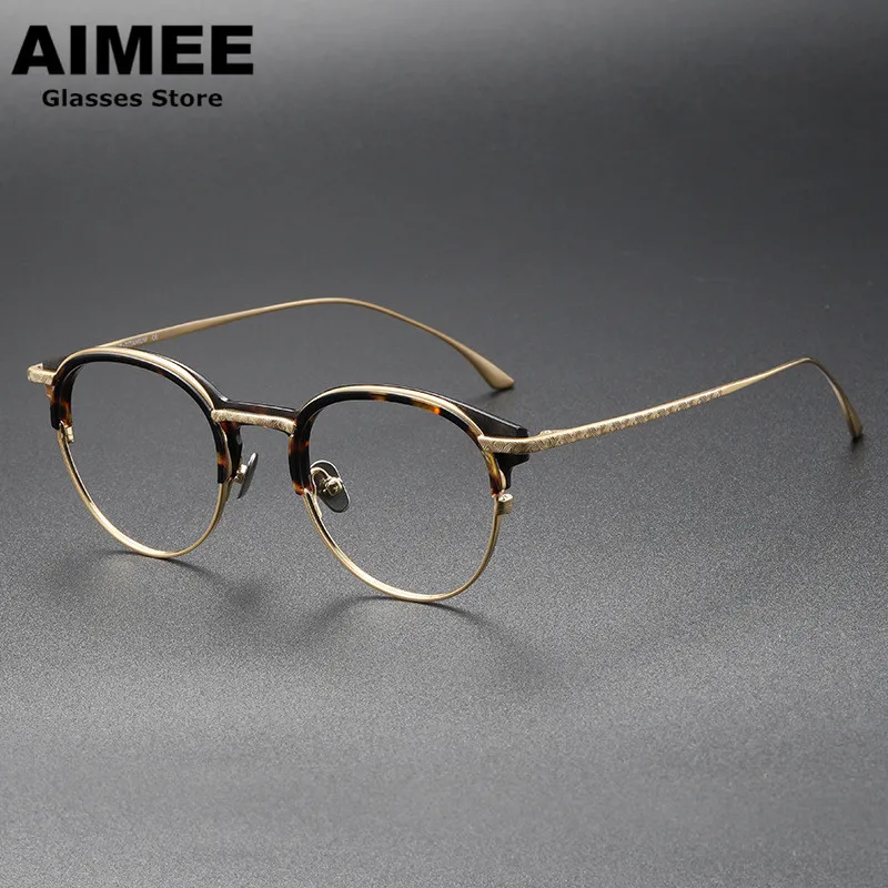 

Pure Titanium Classic Design Glasses Frame Retro Round Men Prescription Eyeglasses Women Myopia Optical Eyewear Spectalces GAFAS