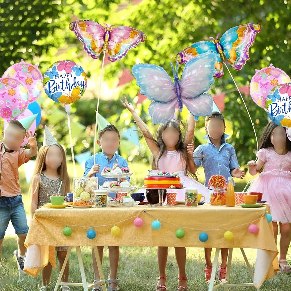Schmetterling Geburtstag Party Supplies Pappteller Tassen Folie Schmetterling Ballon Banner Mädchen Schmetterling Party Dekor Babyparty Gefälligkeiten – Detail 14