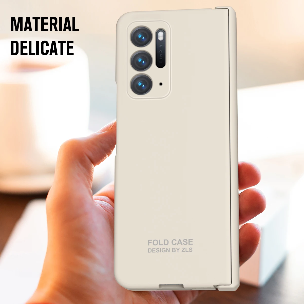 Luxury Solid Color Folding Phone Case For OPPO Find N The hard PC Cover Comes With a Screen Protector