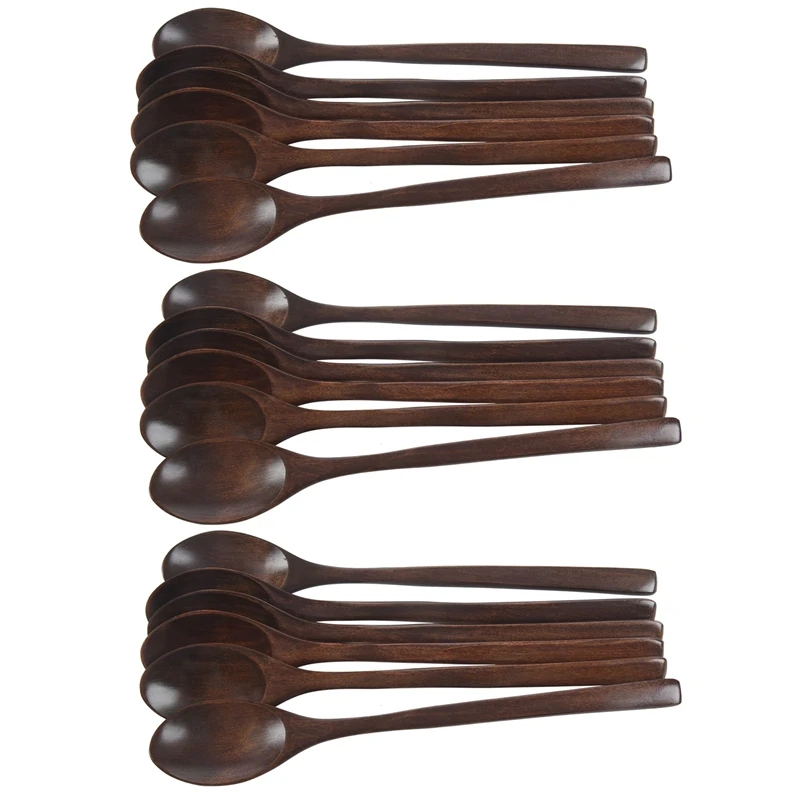 

Wooden Spoons, 18 Pieces Wood Soup Spoons For Eating Mixing Stirring Cooking, Long Handle Spoon