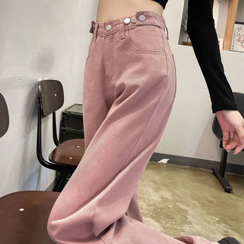 Womens Casual High Waisted Wide Leg Pants Button Up Straight Leg Trousers  Women's Casual Pants Black M 