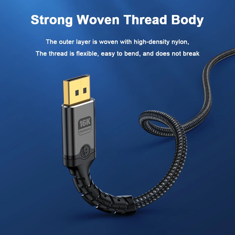 Ultra High-Resolution Bi-Directional DisplayPort Cable with Braided Design