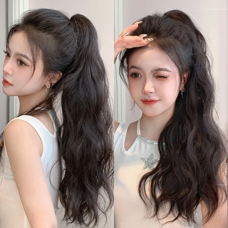 Synthetic Pink Ombre Curly Ponytail Hair Extension Clip