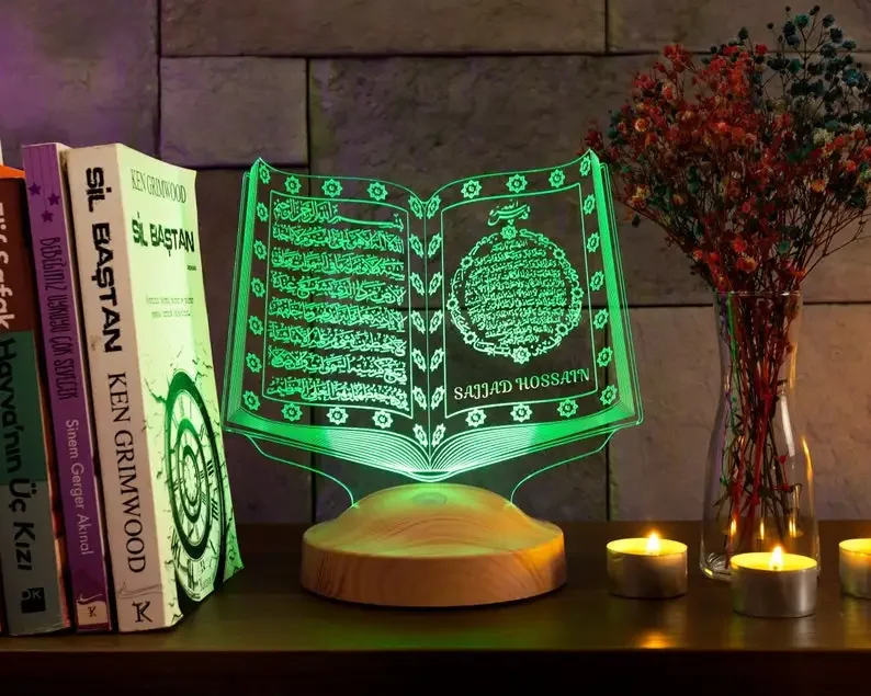 

Коран Сура с именем, Ayatul Kursi, украшения на Рамадан Eid Mubarak, лампа, персонализированный съемный декор комнаты, ночник, подарок мусульманский