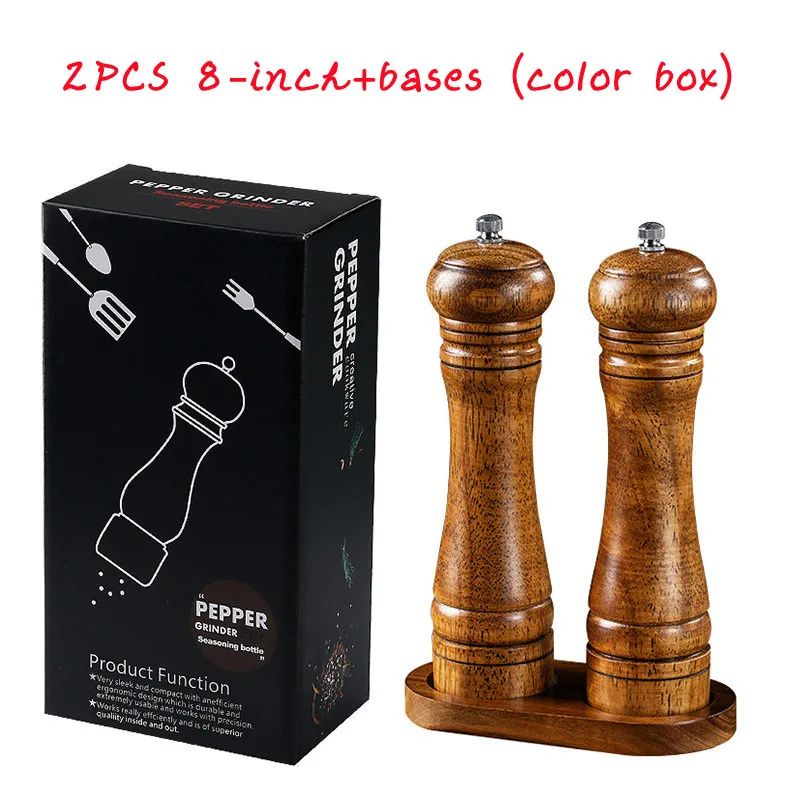 5/8/10 inch Manual Solid Wood Pepper Grinder Oak Pepper Mills Freshly Spice Pepper Ground Pepper Seasoning Can Grinding Bottle