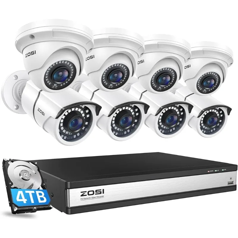 

2023 ZOSI 16CH 4K PoE система камер домашней безопасности, H.265 + 8MP 16-канальный CCTV NVR удаленный доступ