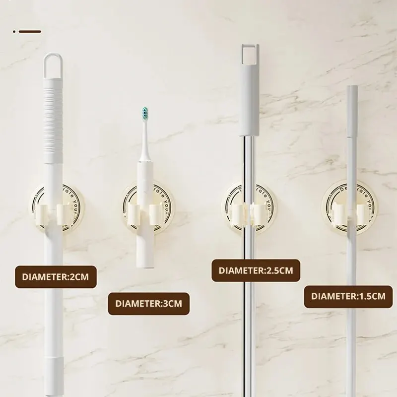 Mop & broom holder Mop clip 1pc Mop Broom Holder Clip Punch-free Strong Non-marking Mop Holder Adhesive Hook Clip Wall Mounted For Bathroom