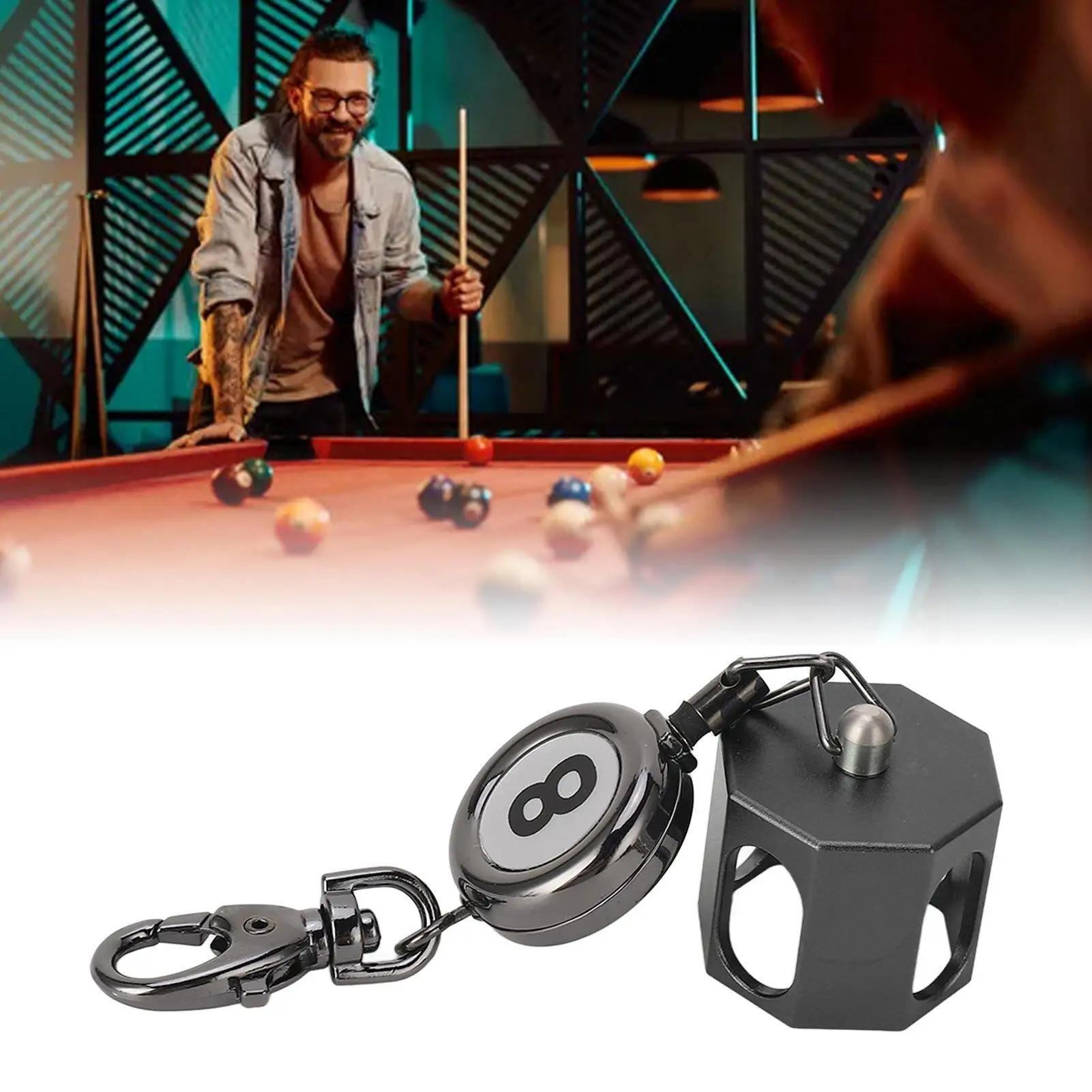Adjustable Magnetic Pool Chalk Holder-Portable Zinc Alloy & Aluminum, Lightweight Design for club Use, Up to 50cm