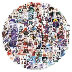 Autocollants dessin animé Genshin Impact Game, 100 pièces/ensemble, autocollants, dessin animé, étanche, jouet pour enfants, bricolage, ordinateur portable, moto, Skateboard, Uggage 