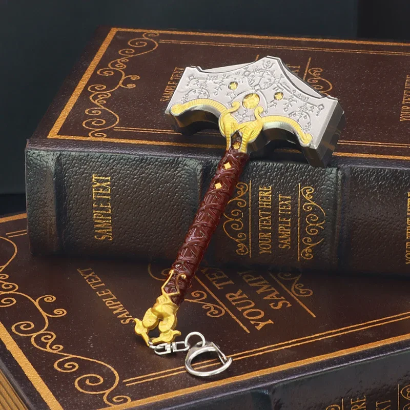 God of War Weapon Kratos Mjölnir The Hammer of Thor Sword Model Keychain 13cm Metal Material Game Periphery Gifts Toys for Boys 3