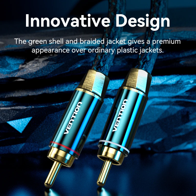 Premium Vention Hi-Fi RCA Audio Cable - Braided 3.5mm to Dual RCA for Superior Sound Quality