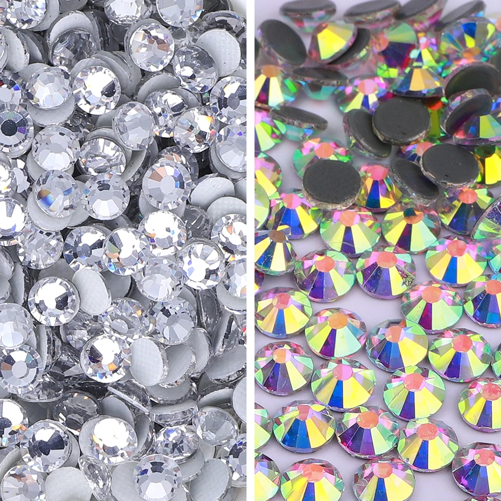 SS3-SS50 Crystal AB Hotfix Rhinestone Glitter Glass Flat Back Stones ...
