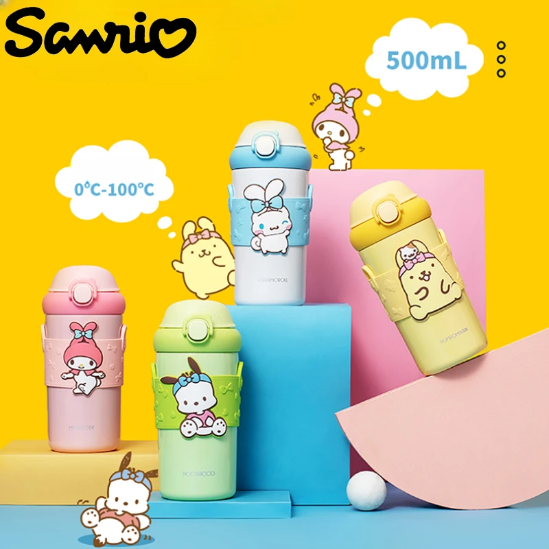 

Sanrio MINISO Joint Double Drink Insulation Cup 500ML My MelodyKuromi Cinnamoroll Oblique Strap Cup Children's Toy ChristmasGift