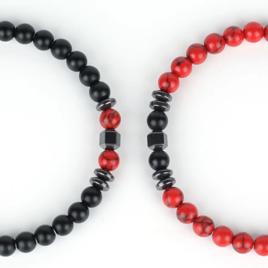 Mens Turquoise Hematite Volcanic Rock Bracelet Set