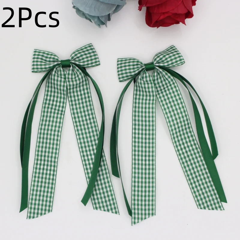 Plaid Ribbon Bow Hair Ties - British Preppy Style Hair Accessories