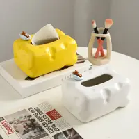 Modern Luxury Cheese Ceramic Tissue Box Decoration Home Living Room Tea Table Dining Table Advanced Paper Drawing Storage Box 2