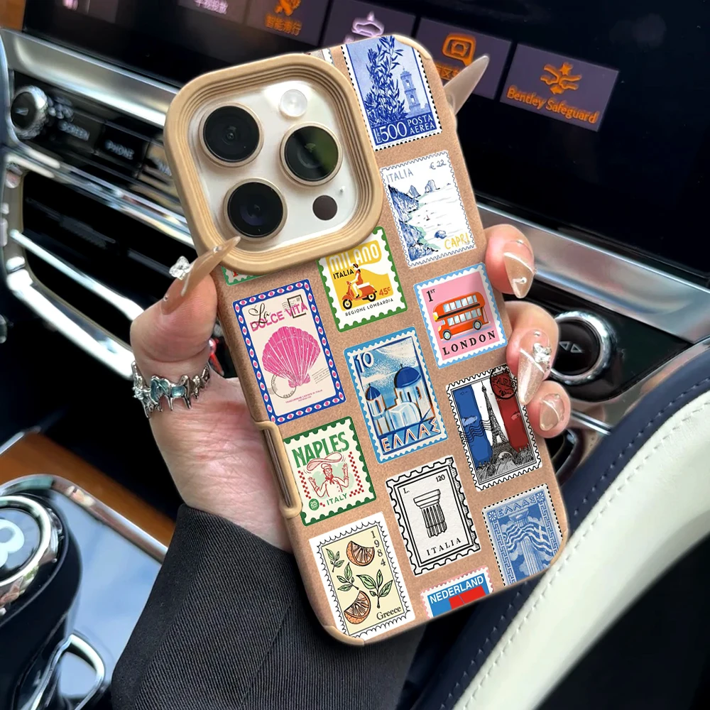Vintage Leather Soft Bumper Phone Case with Stamped Design