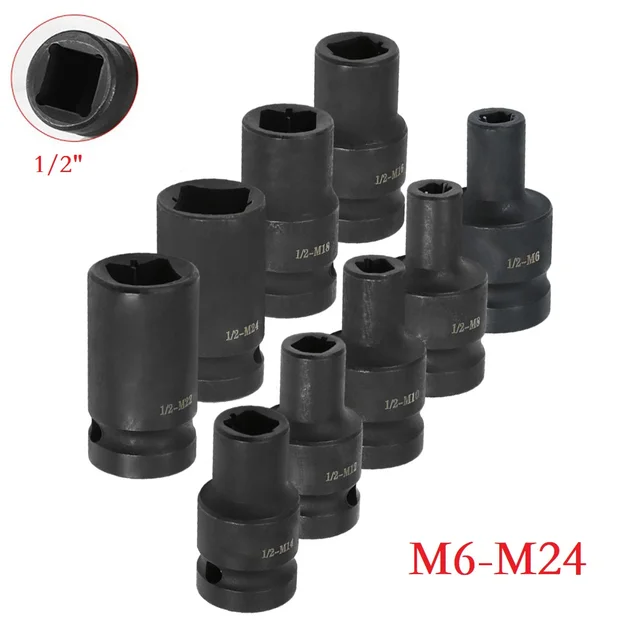 1/2" Square Drive Four-pointed Square Socket Wrench 6-24mm Tap Socket For Pneumatic Ratchet Wrench M6-M24 1/2" Square Drive Four-pointed Square Socket Wrench 6-24mm Tap Socket For Pneumatic Ratchet Wrench M6-M24
