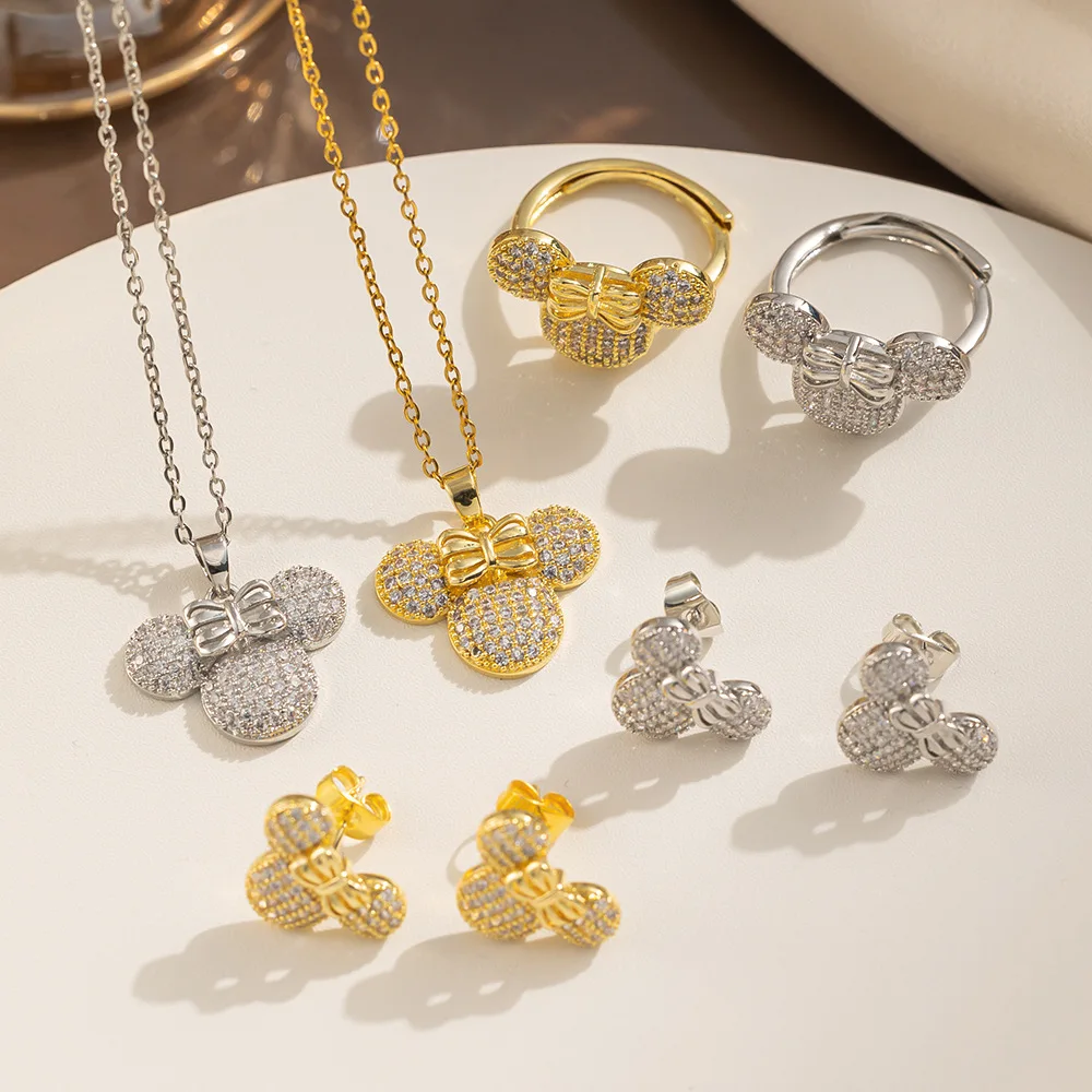 30 Best Gifts for 16 Year Old Girls Disney Cute Shiny Zircon Minnie Mouse Pendant Necklaces for Women Teen Girls Stainless Steel Chain Accessories Jewelry Gifts