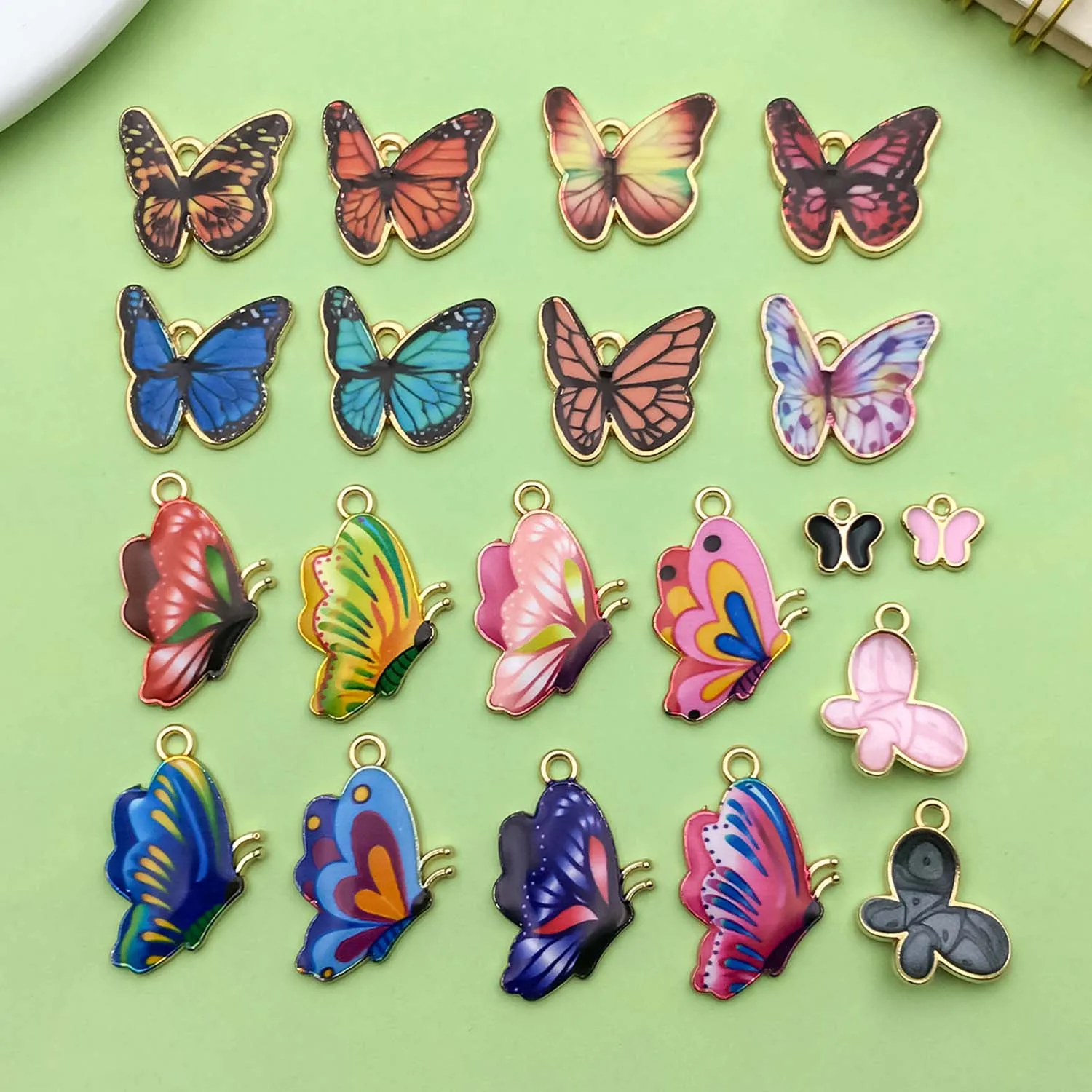 Spritewelry Multi Kleuren Vlinder Wing Hars Hangers Clear Insect Libelle Vleugel Veer Drop Charms Met Gouden Folie Voor Sieraden Ambachten Maken