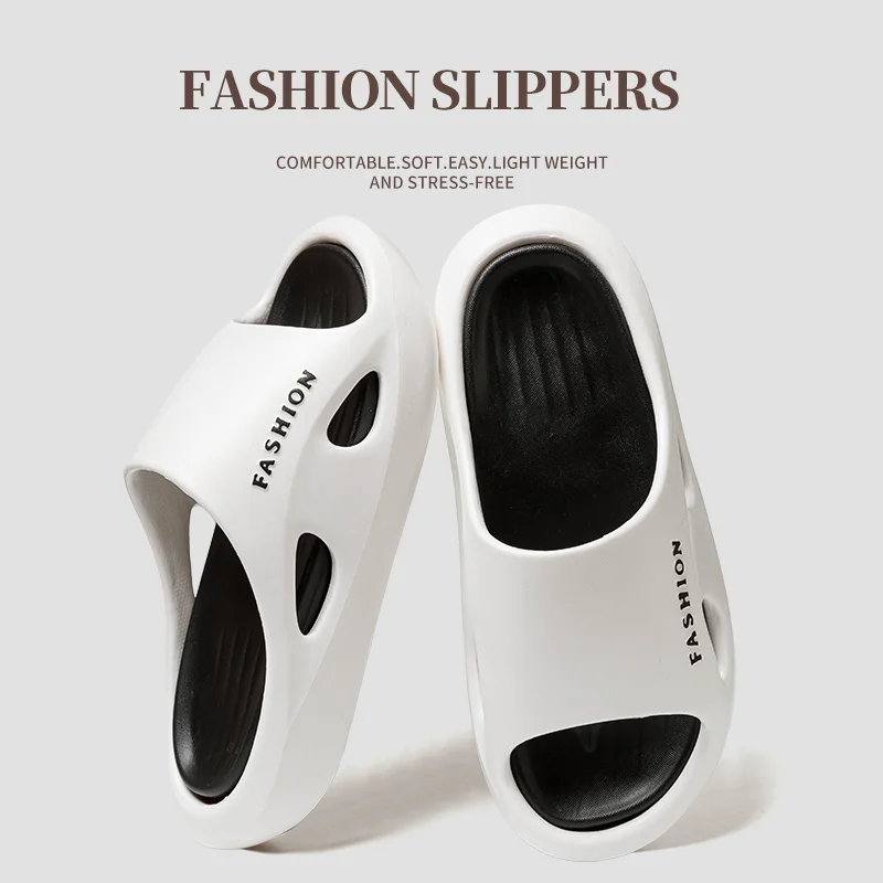 New fashionable men's and women's slippers thick-soled summer beach sandals bathroom non-slip simple ultra-light flip-flops