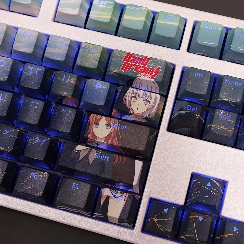 Backlit Cartoon Anime Gaming Key Caps Bang Dream é Mygo Pbt Keycap Ansi 61 87 104 108 Takamatsu 108 Chaves por Conjunto - Imagem 2