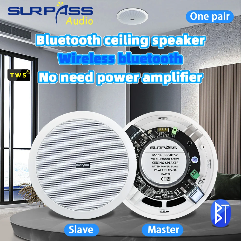 20W Ceiling Speaker System 6inch Smart Bluetooth-compatible 5.0 Flush Mount Home Theater Sound In-Wall Loundspeaker Amplifier bluetooth speaker wall ceiling speaker