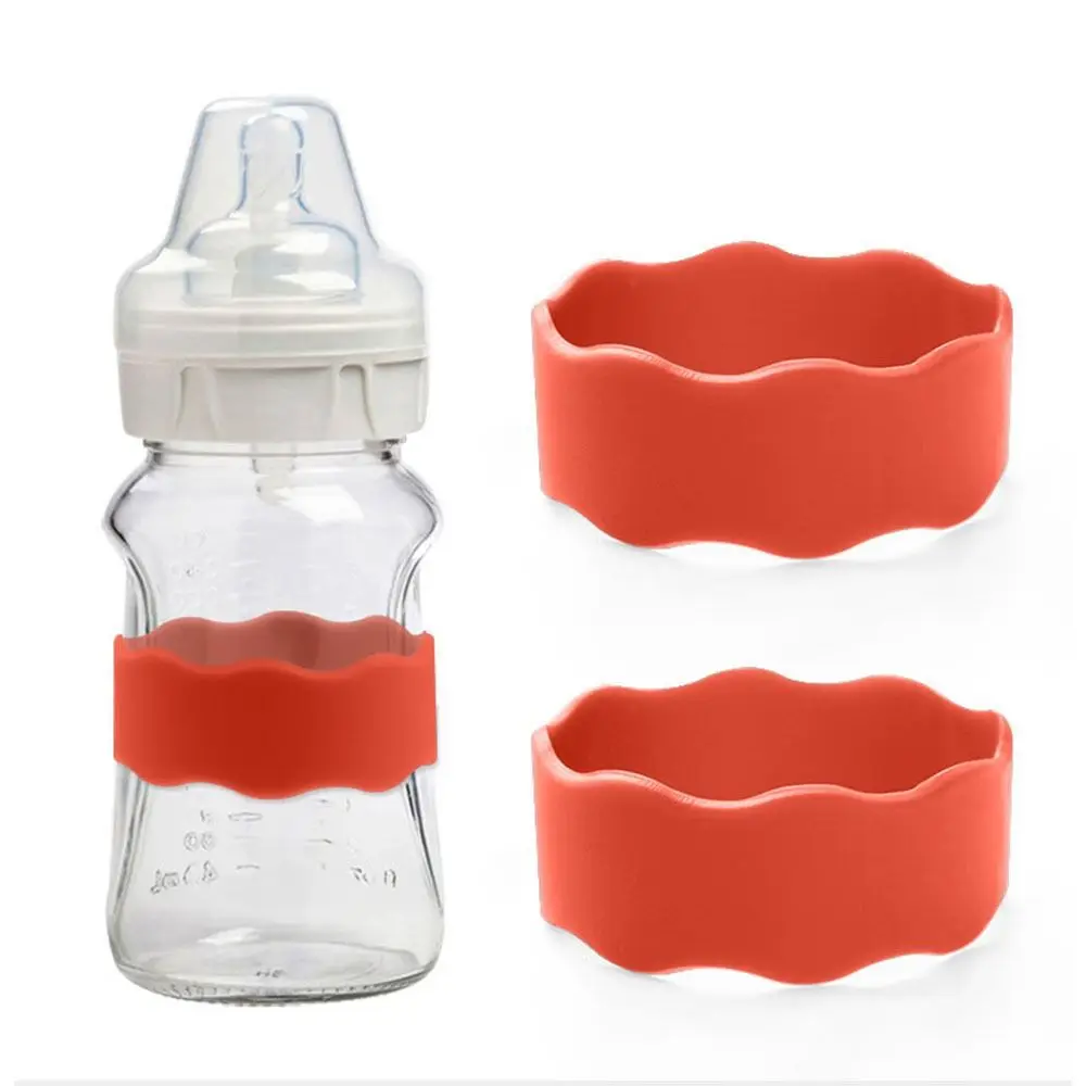 New Silicone Baby Bottle Anti-Slip Band Solid Color Water Proof Baby Bottle Bands Reusable Water Bottle Labels