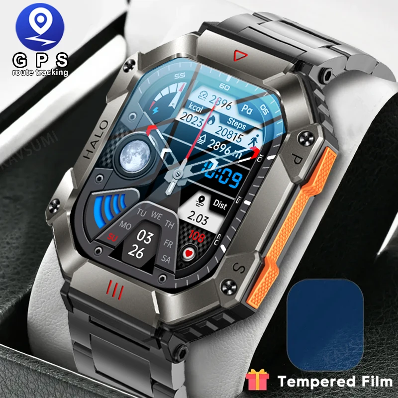2023 New Military Smart Watch Men Gps Tracker 650Mah Batteria Ultra Long Standby Compass Bluetooth Call Outdoor Sports Smartwatch