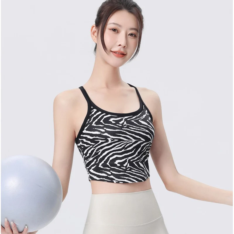 Leopard Print Yoga Bra Sports Bra Gym Running Top Women's Camisole Breathable Running Vest Gym Push Up Underwear Sport Tops