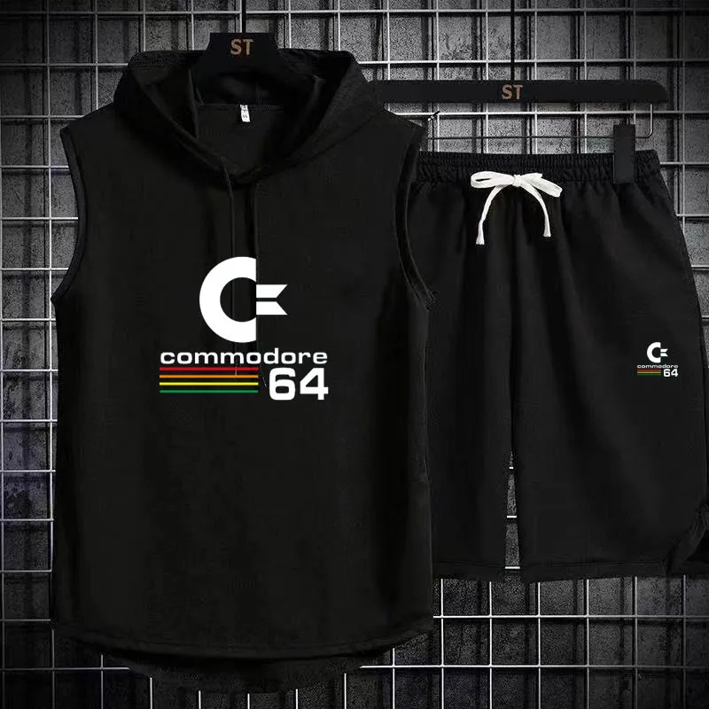 2024 Commodore 64 T Shirt Uomo T-Shirt A Maniche Corte + Pantaloncini Set Beach Mens Magliette Casual C64 Summer Harajuku Sportswears