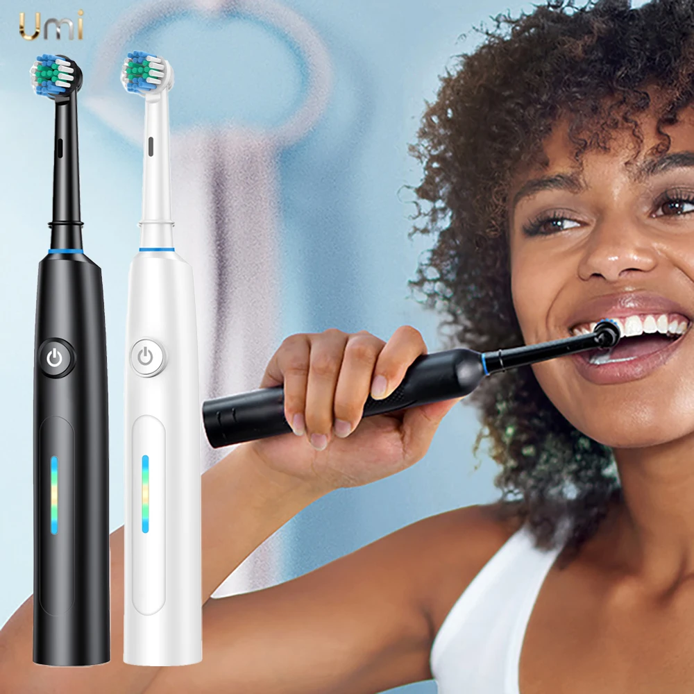 Advanced Rotating Electric Toothbrush with 8 Brush Heads & 5 Cleaning Modes - Rechargeable & Battery Powered