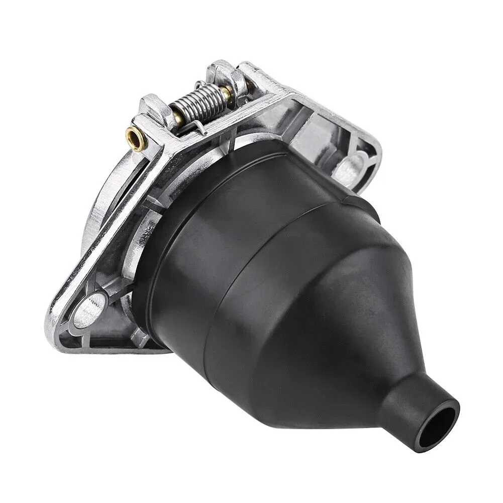 7 Pin Trailer Connector 1pcs 24V Black+Silver Brass Pins Plastic 7-Pin Trailer Socket For Car Semi Truck