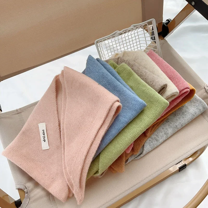 Baby Wool Triangle Scarf Autumn Winter Warm Windproof Neckerchief Kids Knitted Towel Solid Boys Girls Children's Cashmere Scarf