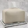 Tissue Box Cover Refined Leather Foldable Tissue Box Holder - Decorative Holder/Organizer for Bathroom Vanity Countertop 1