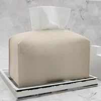 Tissue Box Cover Refined Leather Foldable Tissue Box Holder - Decorative Holder/Organizer for Bathroom Vanity Countertop 1