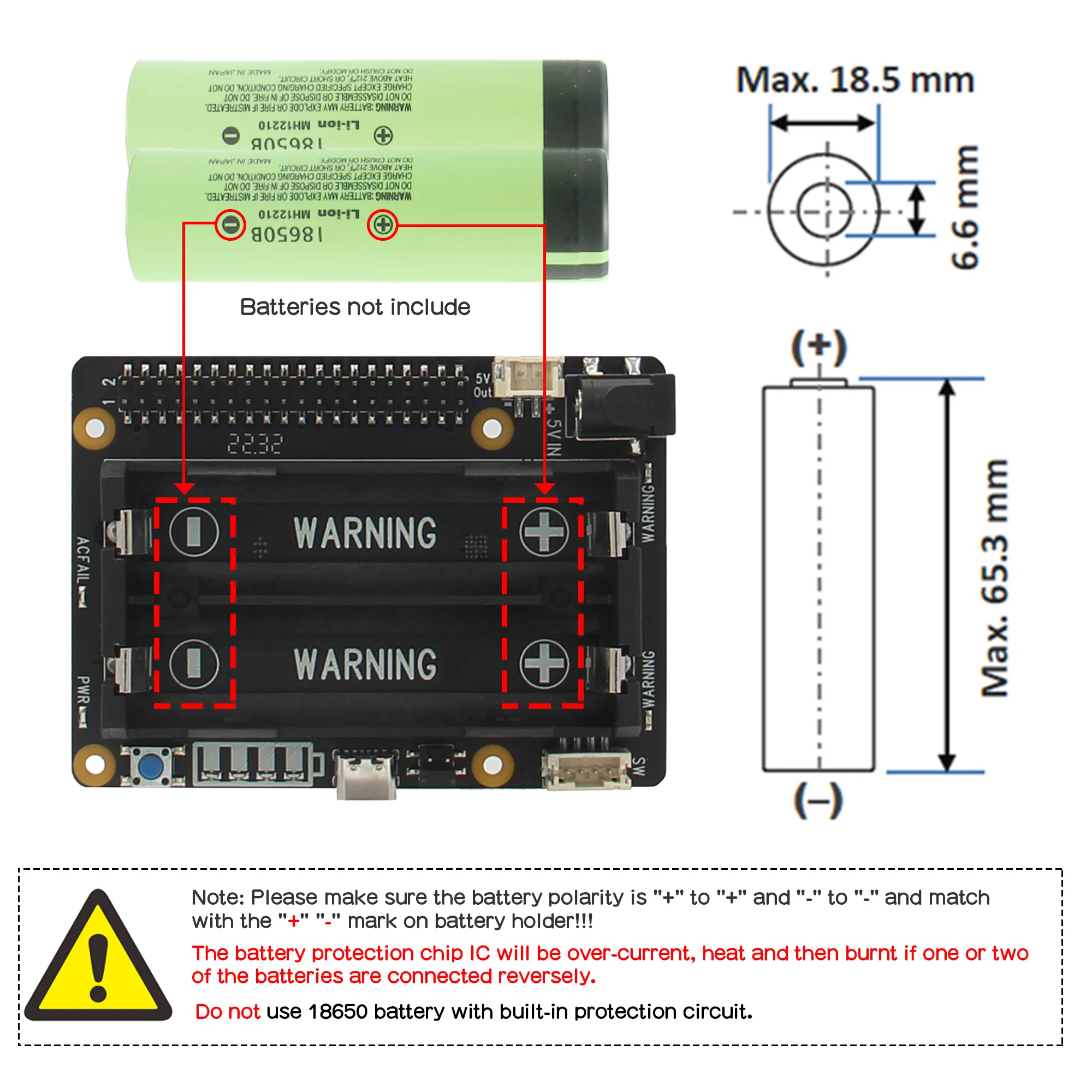 X728 V2.5 UPS HAT Power & Management Board for Raspberry Pi 5B/ 4B