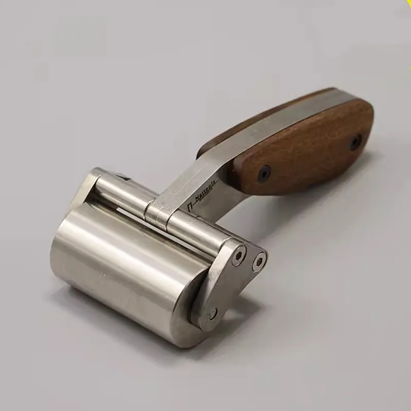 Nattools Leather Heavy-duty Drum 304 Stainless Steel Black Walnut Handle Pressure Wheel DIY Handmade Leather Pressure Glue Tool