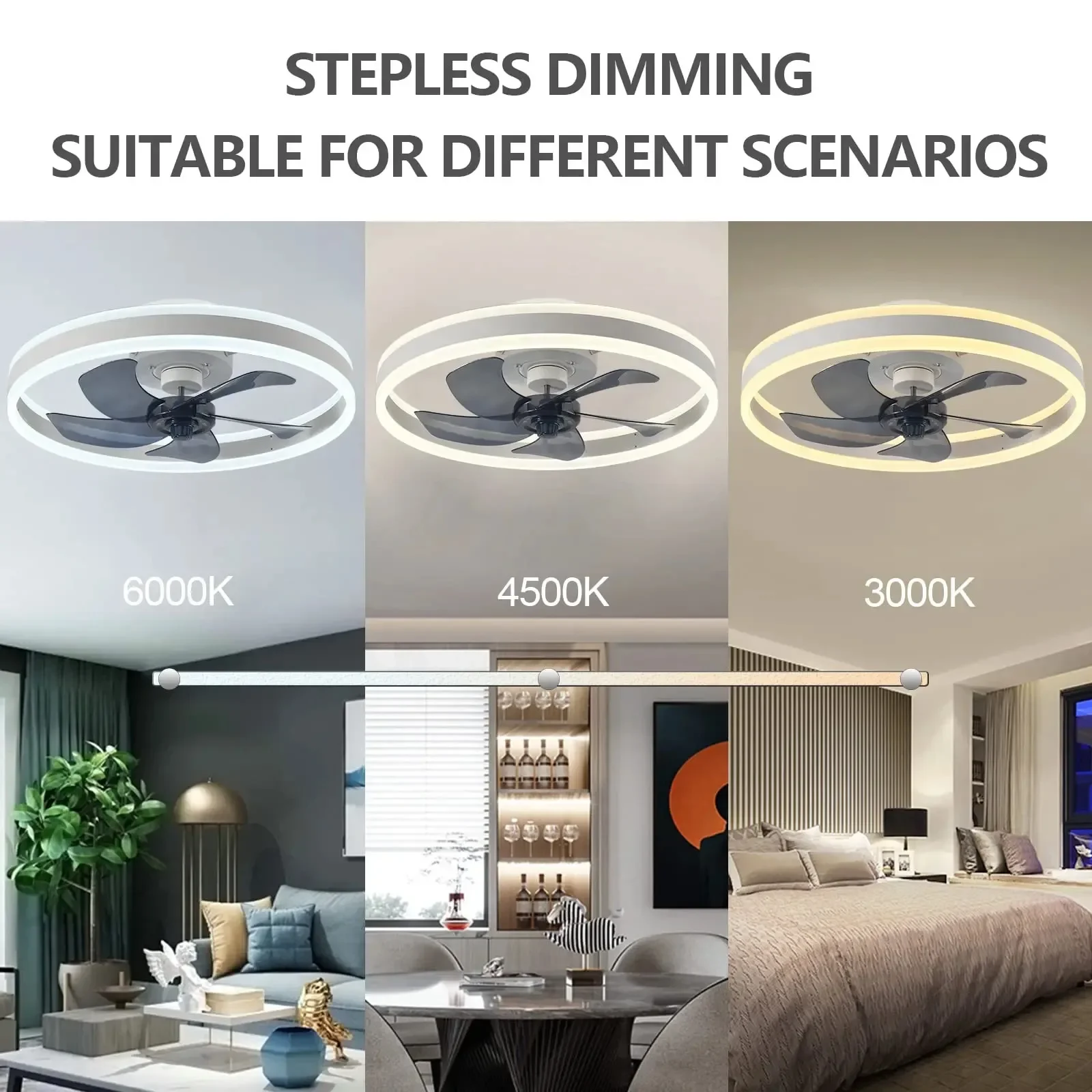 Ceiling Fans With Lamp 55/60W Electric Lamp 85-265V Smart Silent Fans 6 Wind Speed APP Remote Control for Bedroom Home