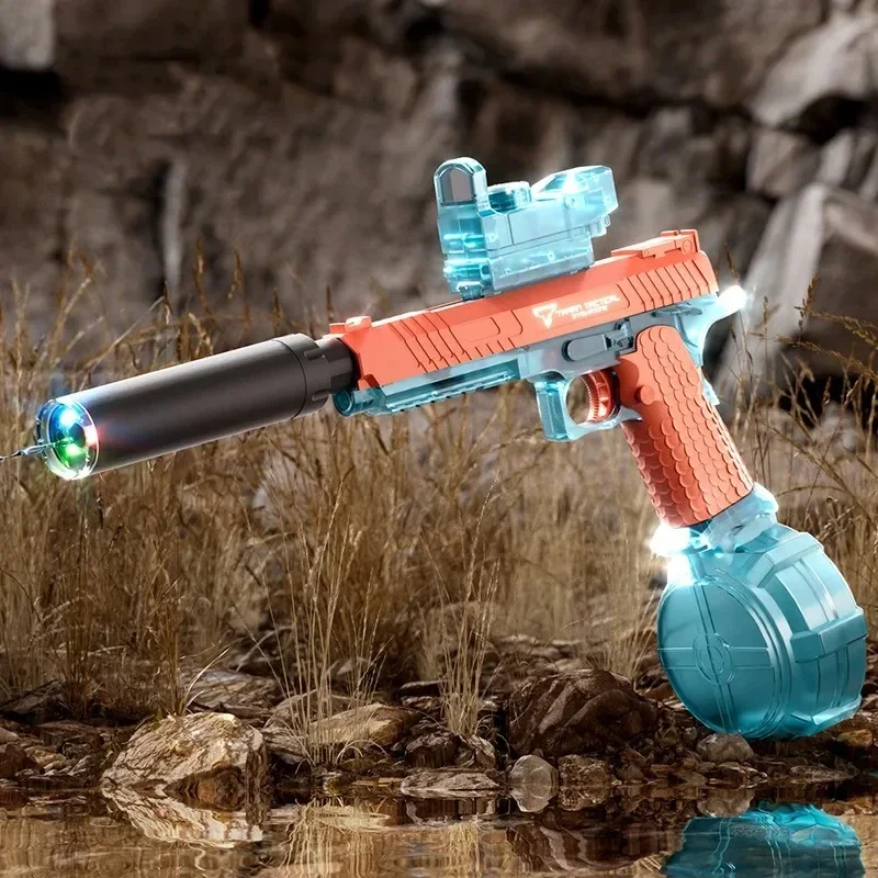 Fully Automatic Desert Eagle Electric Water Gun Shooting Toys,  Colorful Flashing Lights Beach Pool Battle Water Gun Adult Gifts 3