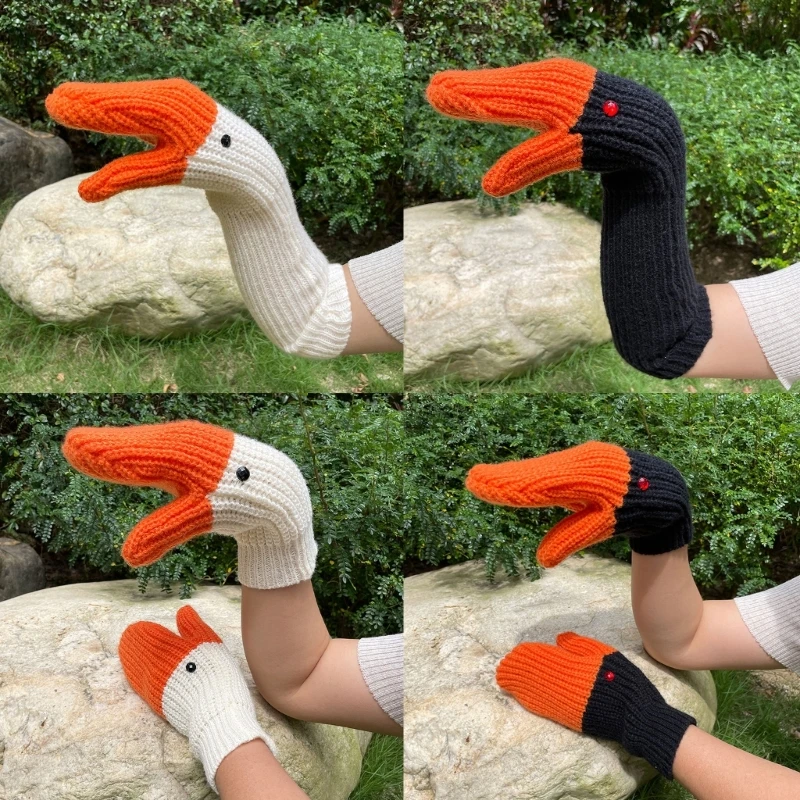 

50JB Women Winter Gloves Warm Gloves Cartoon Knit Thick Gloves Mittens Thickening Warm Full Finger Gloves