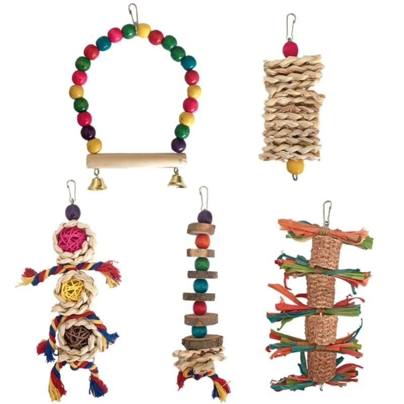 

H7EA Wooden Bridge Training Bird Parrots Standing Supplies Bird Rattan Molar Toy