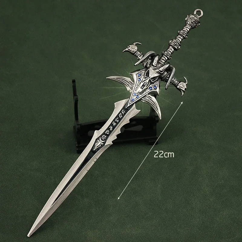 World of Warcraft Weapon 22cm Frostmourne The Lich King Diamond Inlay Game Ornaments Collection Desktop Display Gift Toy 3