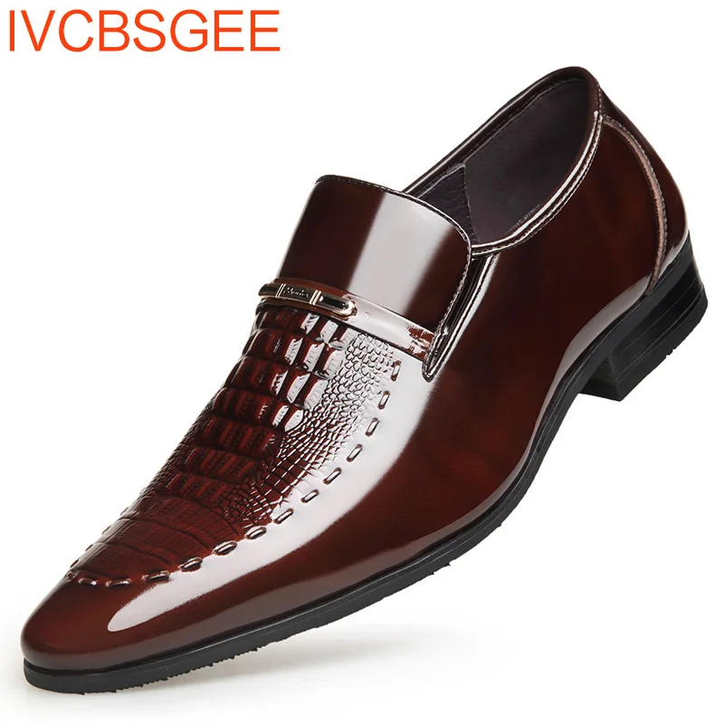 Zapatos de piel sintética con patrón de cocodrilo para Hombre, calzado de vestir informal negocios, calzado de boda - AliExpress