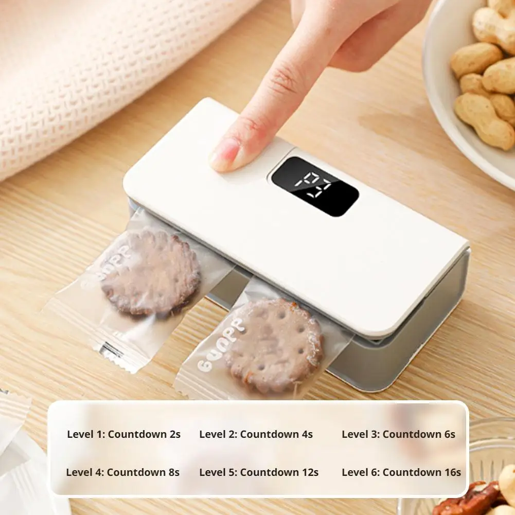 2-in-1 Rechargeable Mini Bag Sealer, 6-Level Adjustable Heat Sealing Machine with Cutter & Magnet, Portable Food Packaging Tool 3