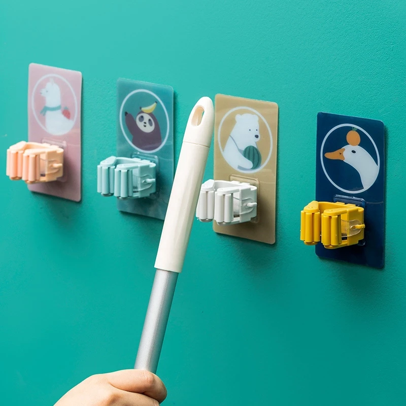 

Cute Cartoon Mop Hook Clip/Powerful Seamless Punch-free Bathroom Wall Rack/Cartoon Sticky Hook / Brush Broom Bathroom Mop Rack