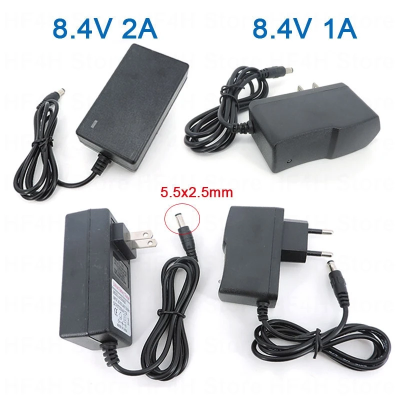 8.4V 1A 2A    ġ , DC 5.5x2.5mm  ÷, 帱 ̹ ũ ̹ 18650 Ƭ ͸ B4