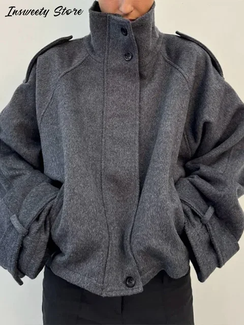 Fashion Plaid Coats Women's Stand Collar Single Breasted Long Sleeve Vintage Jacket 2026 Spring New Lady Casual Loose Overcoat 6