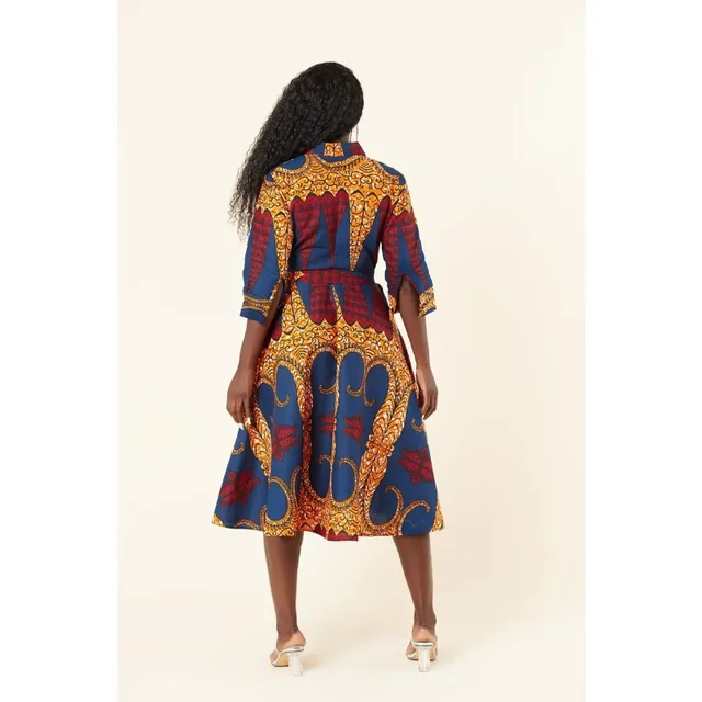 Yemi Button Down Flare Print Gown - Image 4