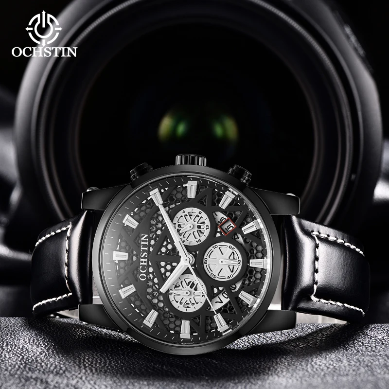 Ochsti Simple and Comfortable Multi functional Quartz Movement Waterproof Watch New 2024 Pilot Series Men's Quartz Watch